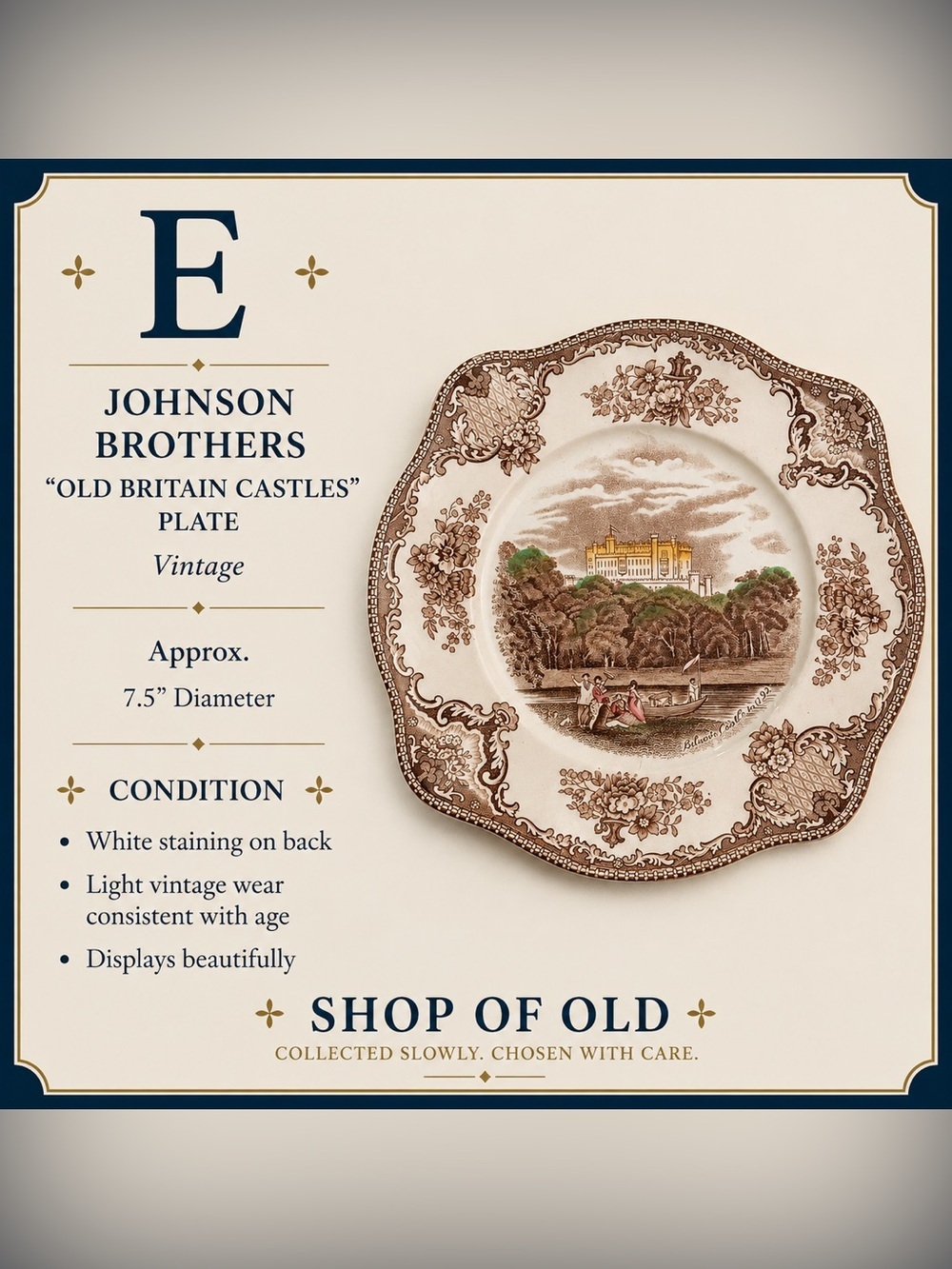 Johnson Brothers “Old Britain Castles” Plate | Belvoir Castle in 1792 | England